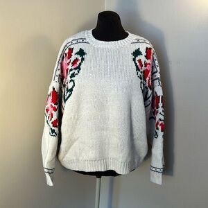 TOPSHOP Cream Oversized Boxy Sweater with Floral Design